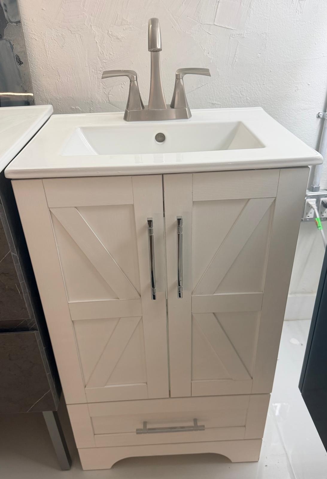 20 inch white matte freestanding vanity